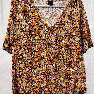 John Lewis Multicolor Floral V-Neck Boxy Blouse